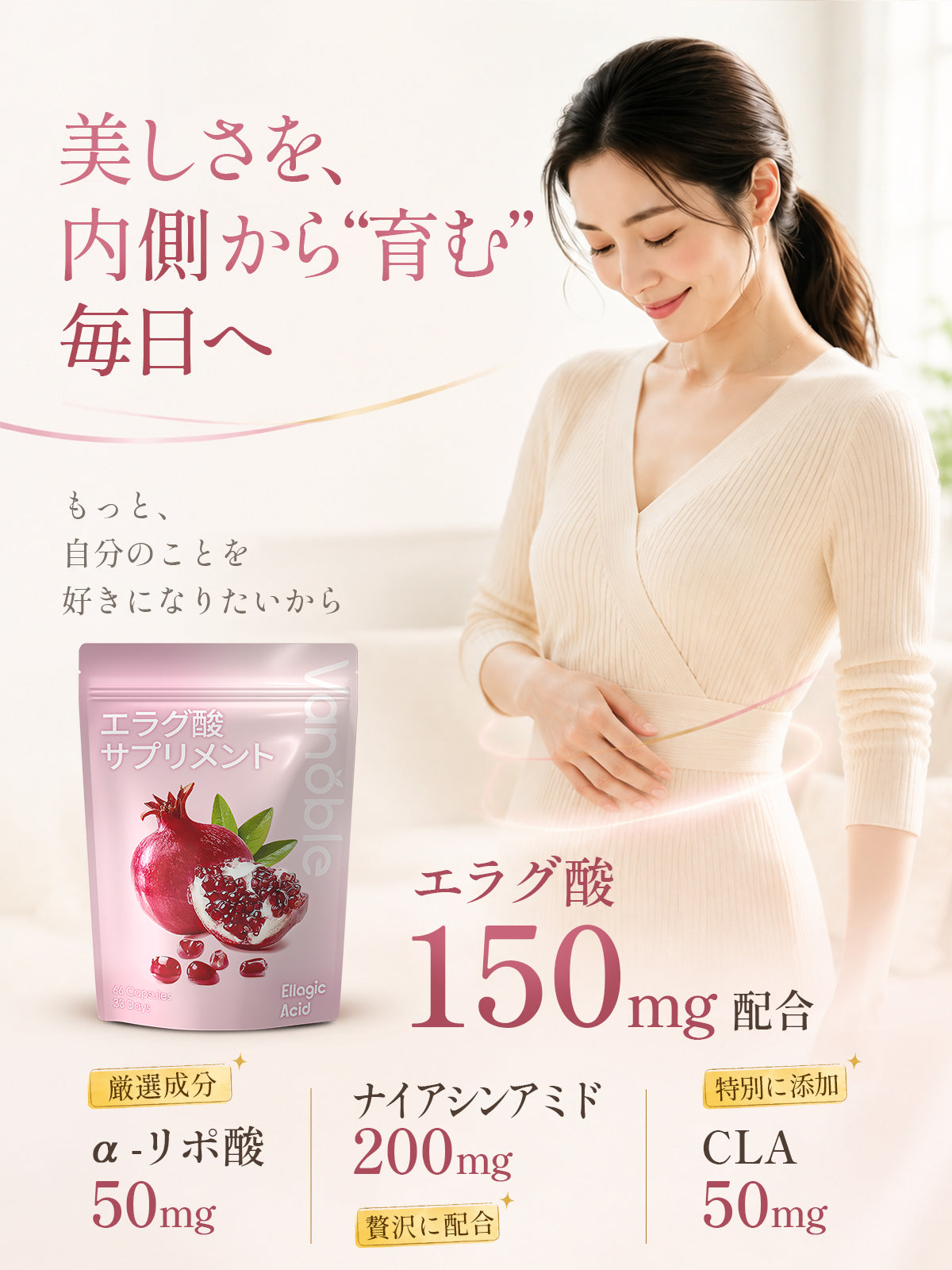 エラグ酸150mg＋ナイアシンアミド200mg サプリメント