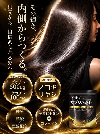 ビオチン500μg＋ケラチン100mg サプリメント