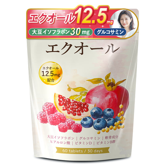 Vanoble エクオール12.5mg 大豆イソフラボン 30mg サプリメント グルコサミン 軟骨成分 マカ 高麗人参 α-リポ酸 ビタミンC アスタキサンチン 植物乳酸菌 ヒアルロン酸 ビタミンB群 美容サポート GMP認定工場 30日分60粒