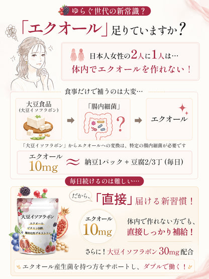 エクオール10mg＋大豆イソフラボン30mg サプリメント