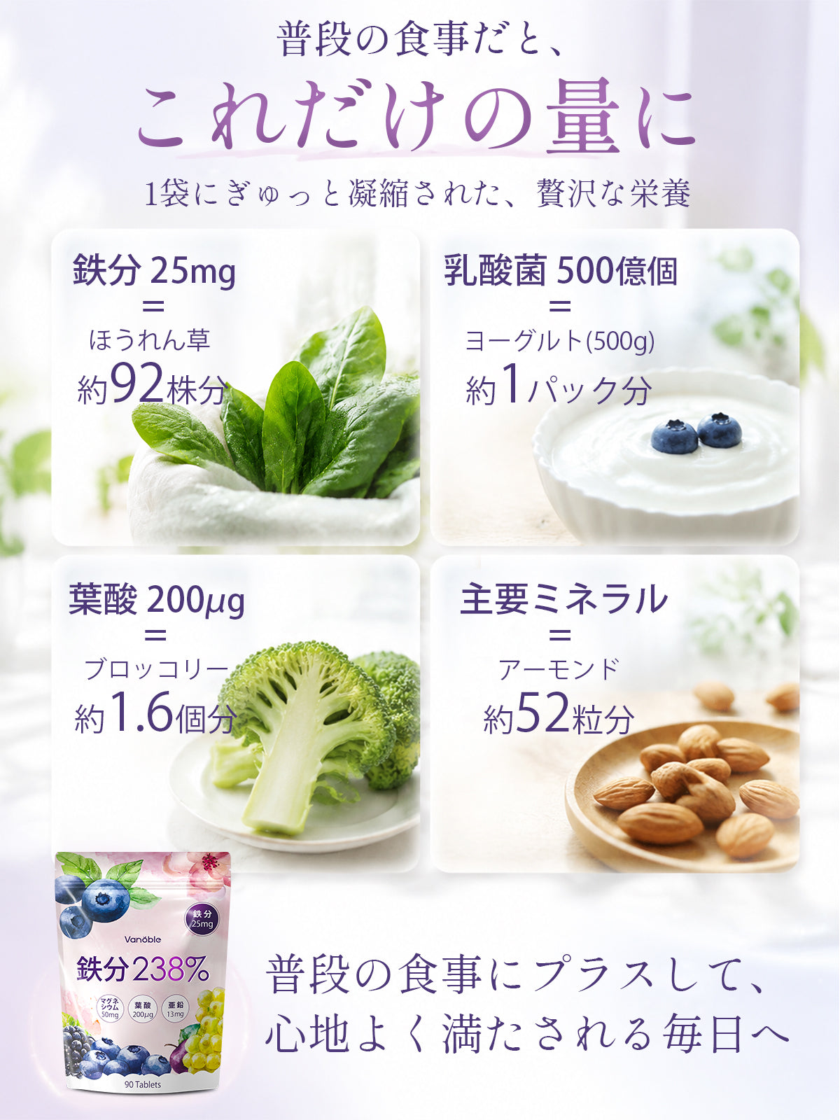 鉄25mg＋亜鉛13mg サプリメント