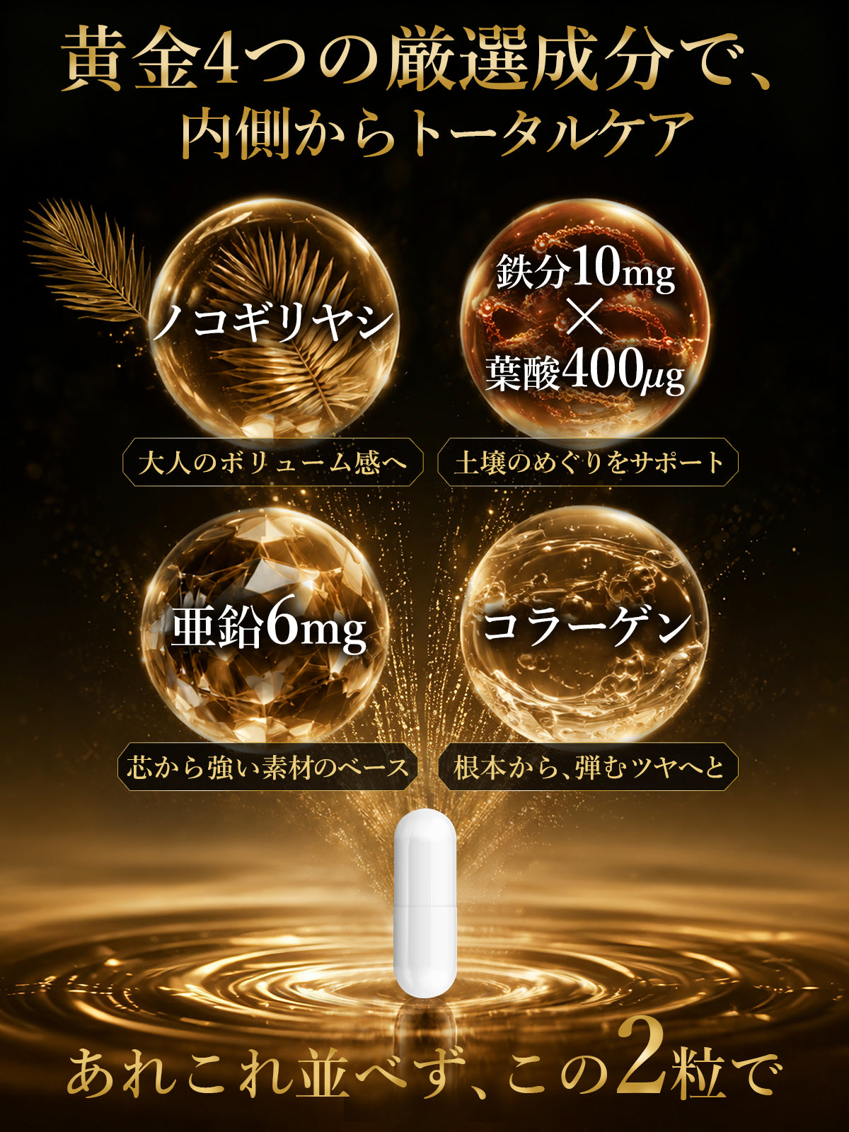 ビオチン500μg＋ケラチン100mg サプリメント